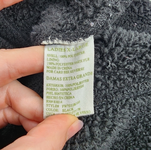 GreenTea Black Fleece Mock Neck Zip Up Jacket - Picture 4 of 5